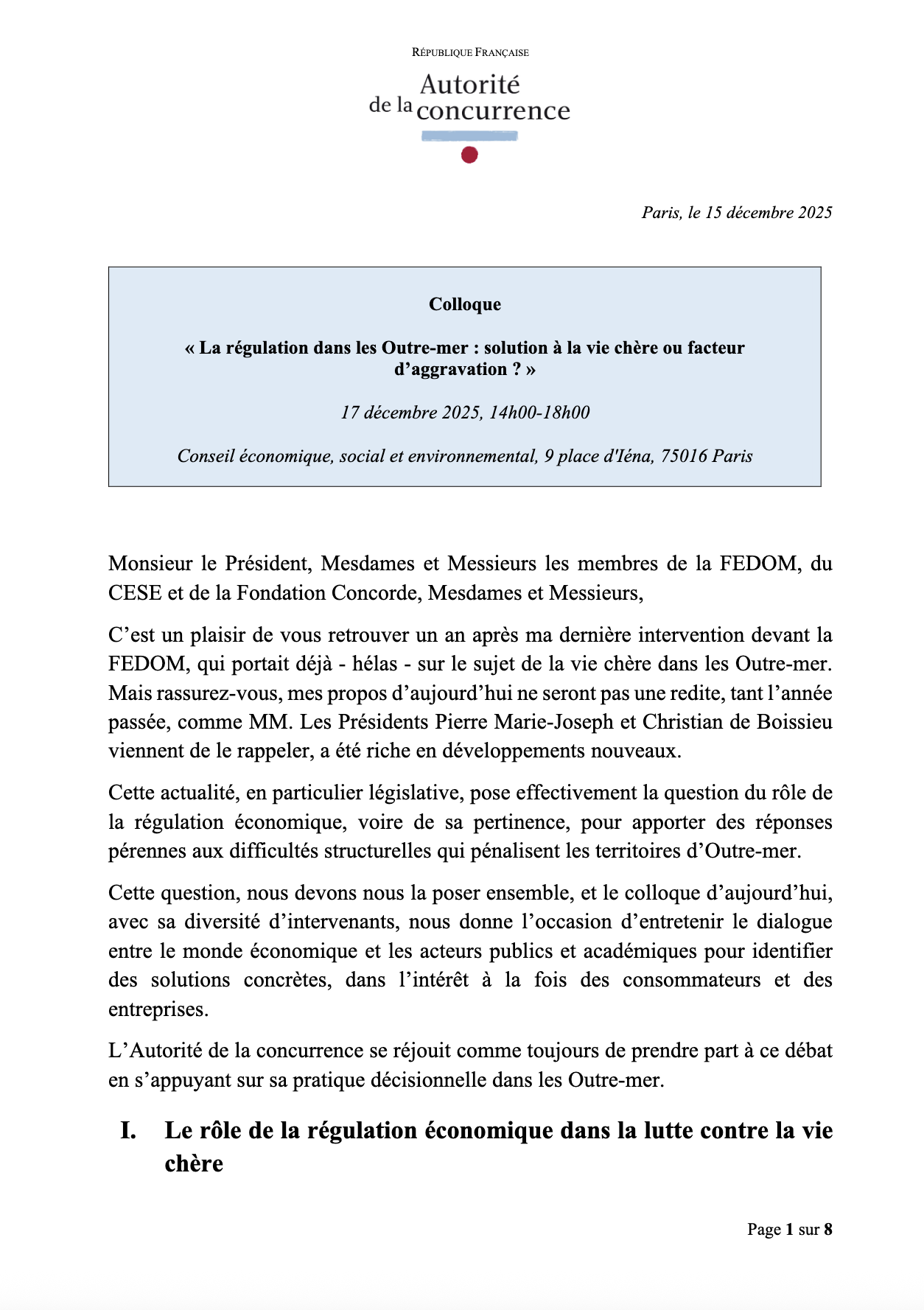 Discours du président