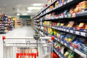 trolley in a supermarket aisle
